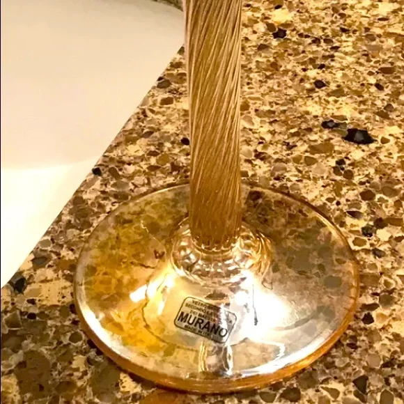 Beautiful Murano Turquoise Crystal Glass Table Candle Holder